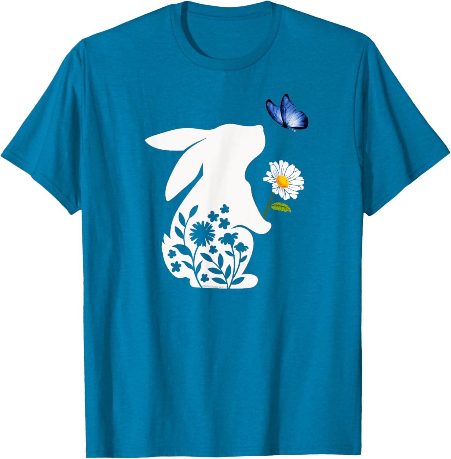 T shirt for Mens Sweet Bunny Rabbit Holding Daisy with Butterfly Easter Graphic Tee Casual Tops Clothes Short sleeve cool