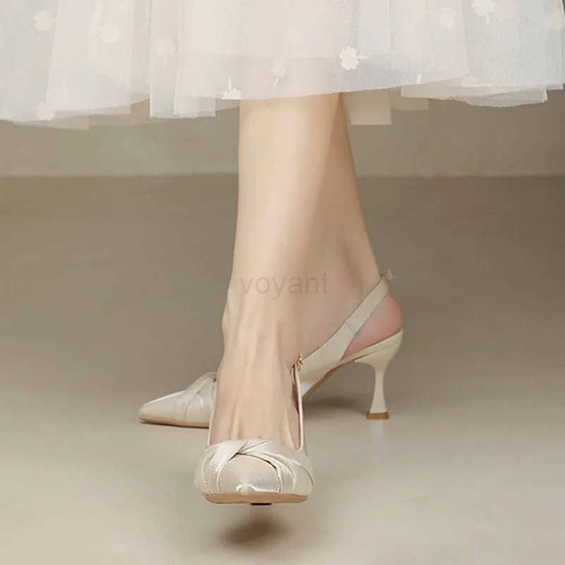 Sandals for Wen Pointed Toe Closed Summer 2024 Thin H Black Ladies Shoes Stiletto Footwear Par Weddings on Offer Vintage Z250326