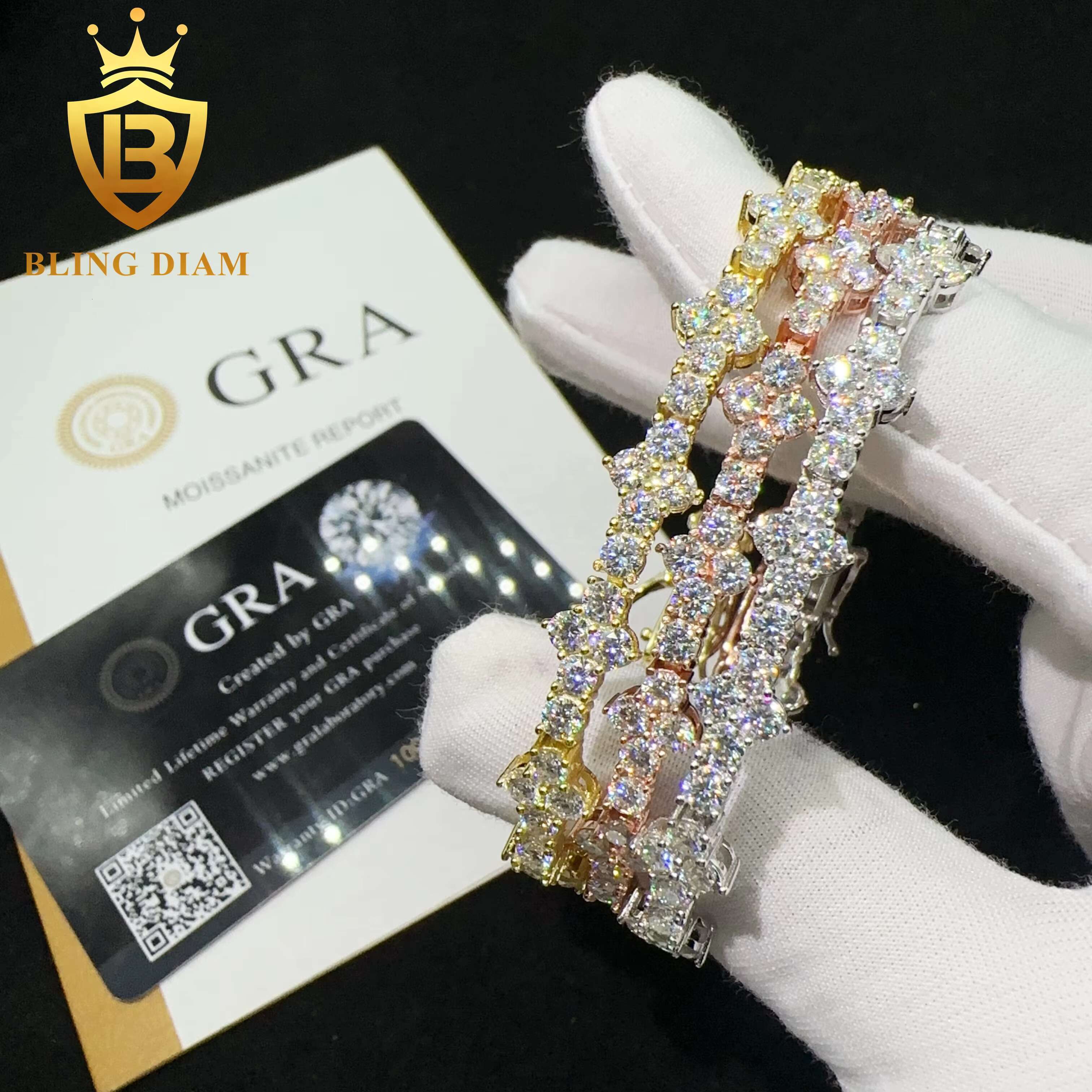 Pass Diamond Tester High Quality Vvs Moissanite Iced Out 925 Sterling Silver Lab Diamond Cross Bracelet