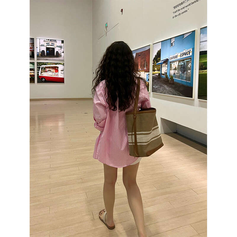 Women's Bags Women's Bags Lazy Style Handbag For Women New Summer High-End Texture Niche Large Capacity Striped Bucket Crossbody Bag
