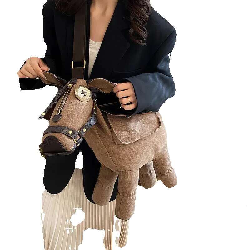 Women's Casual Canvas Large Capacity Creative Pony Shoulder Crossbody Bag