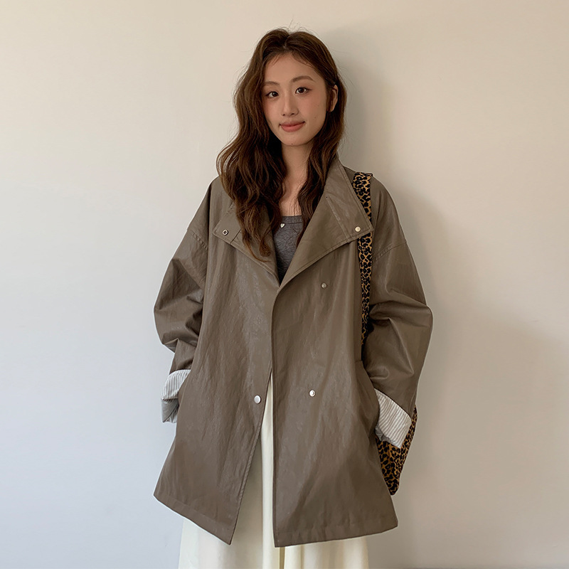 MOXI Thirteen Rows Clothing 2025 Spring New Women's High End, Medium to Long PU Leather Jacket, Jacket