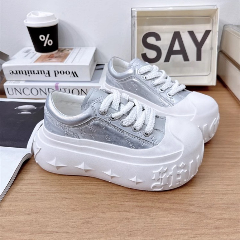 Designer Shoes New Soft Thick Sole White Women's Casual Board Multifunctional Fashion Letter Printed Small Height Increasing Bread Shoes White Sh