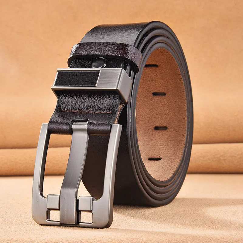 Large Plus size 140 150 160 170cm vintage pin buckle mens belt high-quality cow leather luxury belt mens belt jeans W250326
