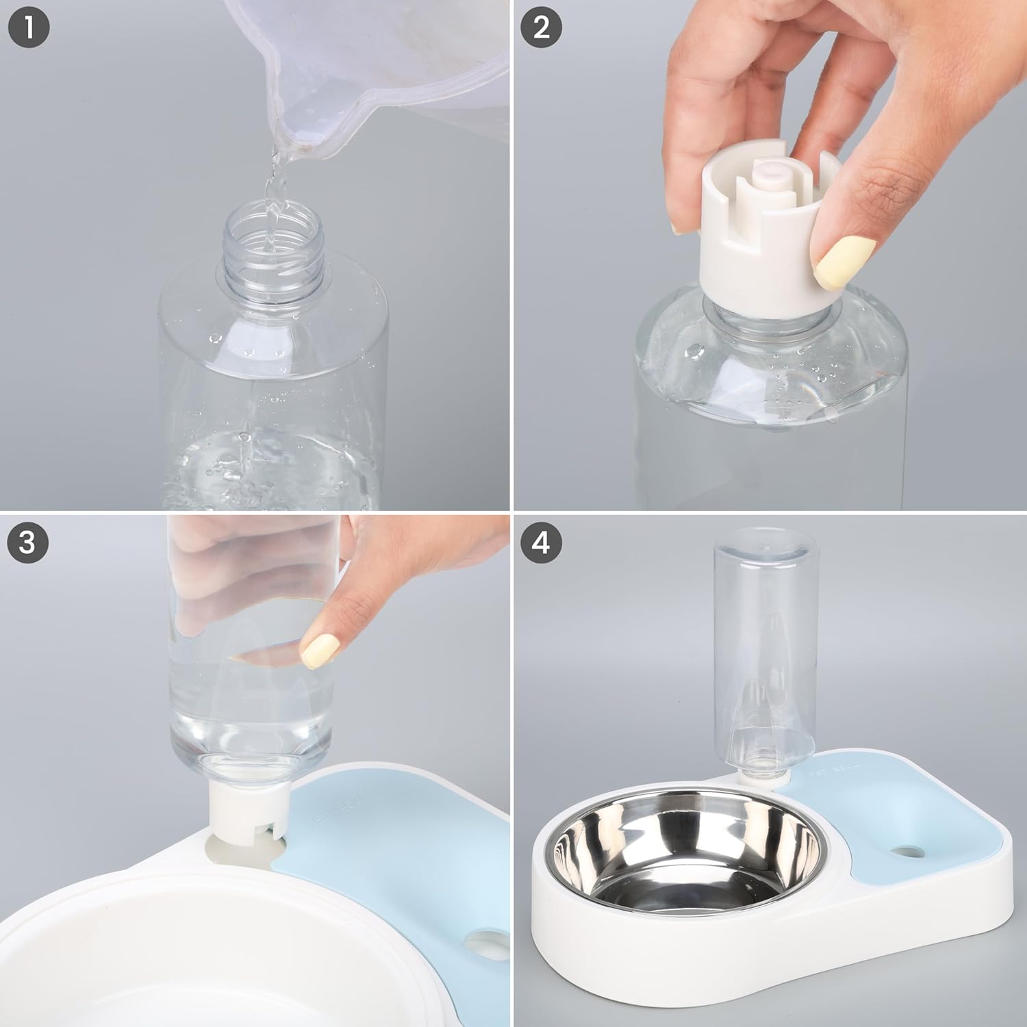 Automatic Water Dispenser Feeding - 500ml 17oz capacity - Plastic Gravity Pet Food Dispenser - Water Food Bowl Cat Small Big Dog