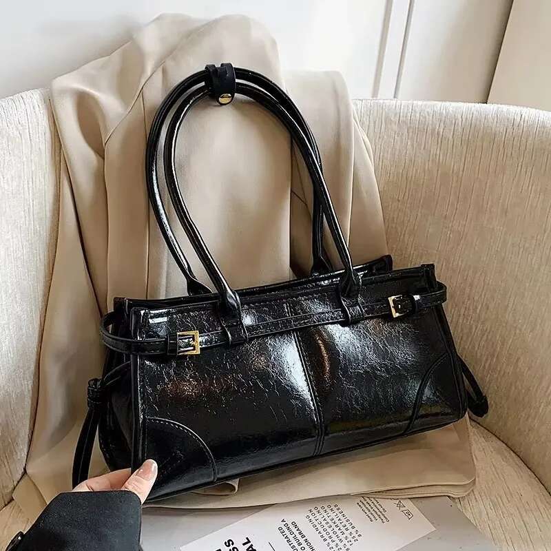 Retro PU Leather Shoulder Bag For Women 2024 New Autumn Winter Trend Underarm Lady Korean Fashion Tote Bags Handbags