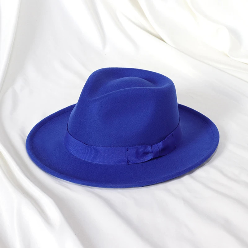 Mens Fedoras Hat and Womens Jazz Hat with Bow Elegant Spring Black Wool Blended Hat Outdoor Casual Felt Hat 250325