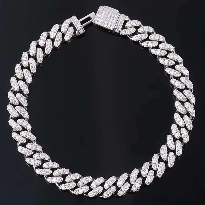 Cuba Chain 6MM 925 Silver Hip Hop Jewelry Mens Moissanite Bracelet Cuban Link Chain Moissanite