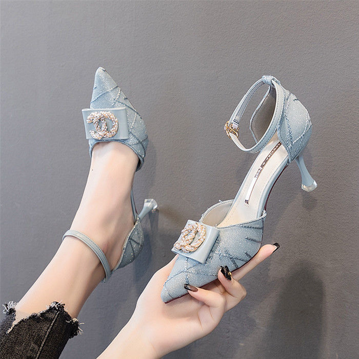 2025 Spring/Summer new pointed high heels, women's slim heels, sandals, women's bags, hollow one button single shoes, women's bow