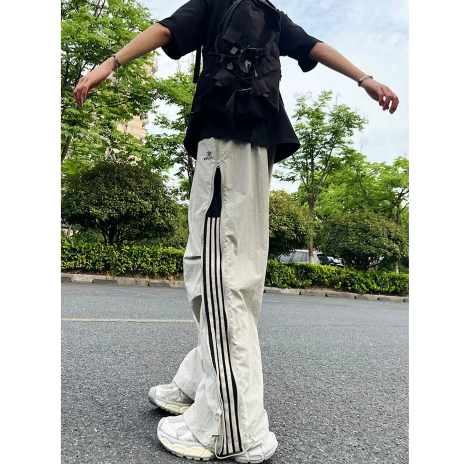 American style casual Trouser autumn trend street thin fast drying straight leg sports pants loose fit suitable for casual pants 250321