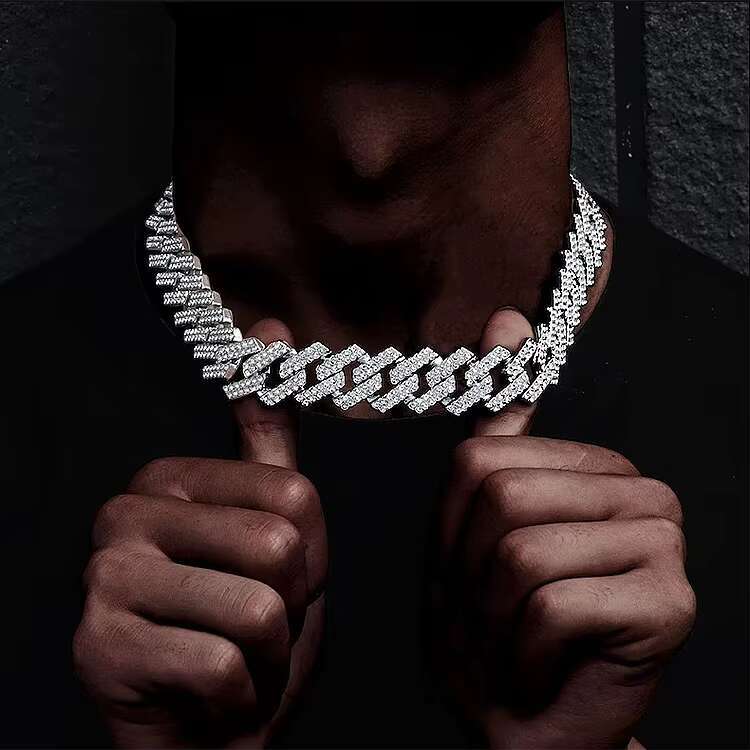 6mm-14mm Hip Hop Men Necklace 925 Sterling Silver VVS Moissanite Cuban Link Chain Iced Out Cuban Link Miami Cuban Chain
