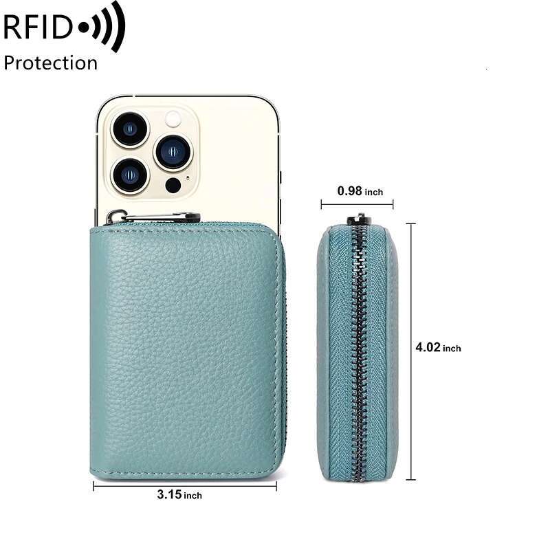 RFID Genuine Leather Multi Slot Zipper Credit Card Suitable For Women Or Men Accordion Designer Wallets