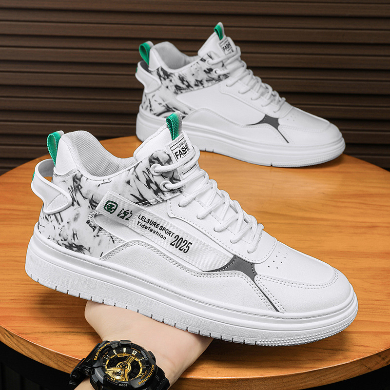 Designer Shoes Spring And Autumn Men's New Outdoor Sports Shoes Fashion Student Union Casual High Cut Thick Soled Shoes Men's White Shoes