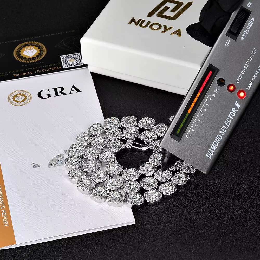 Customized Hip-hop 925 Silver Rock Candy Necklace Trendy Brand Personalized Micro Inlaid Mosang Diamond Mens Necklace