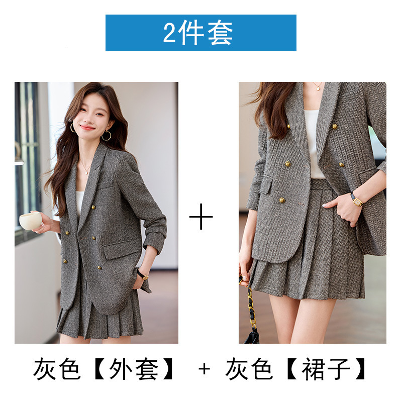 Wool jacket women 2024 new autumn and high-end temperament loose plus casual gray suit top for winter