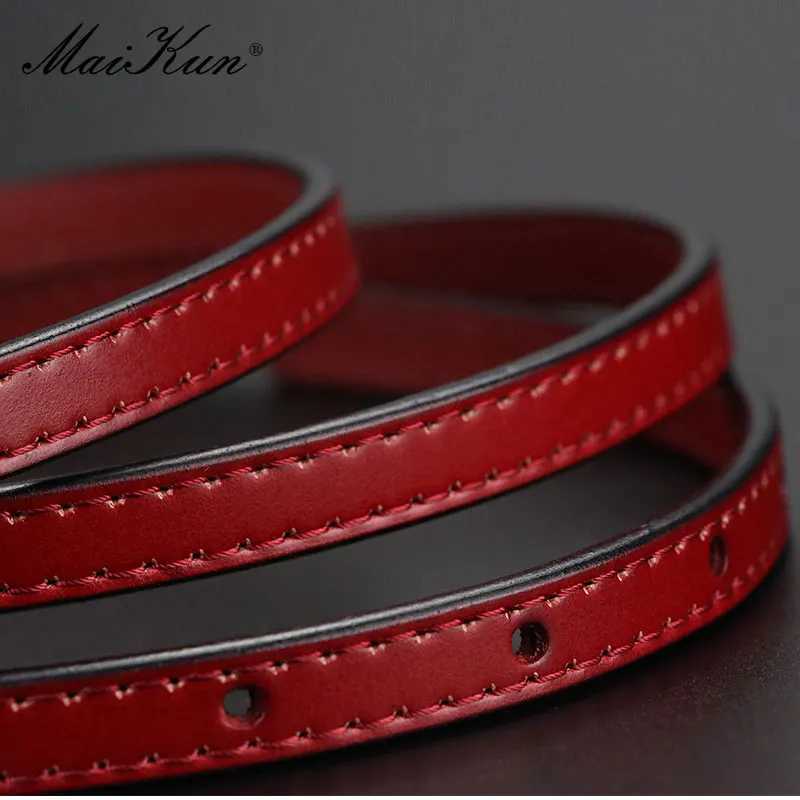 Maikun Womens Belt Alloy Buckle Genuine Leather Thin Belt Womens Belt W250326