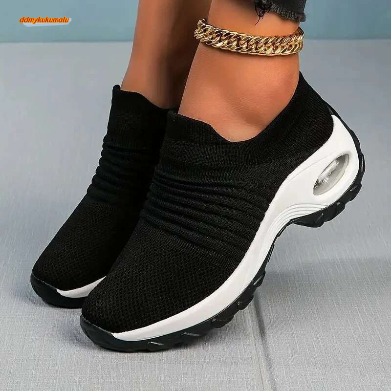 Women Running Trainning Sneakers Female Air Cushion Causal Sport Slip On Walking Sock Shoes Dropshipping ddmykukumalu