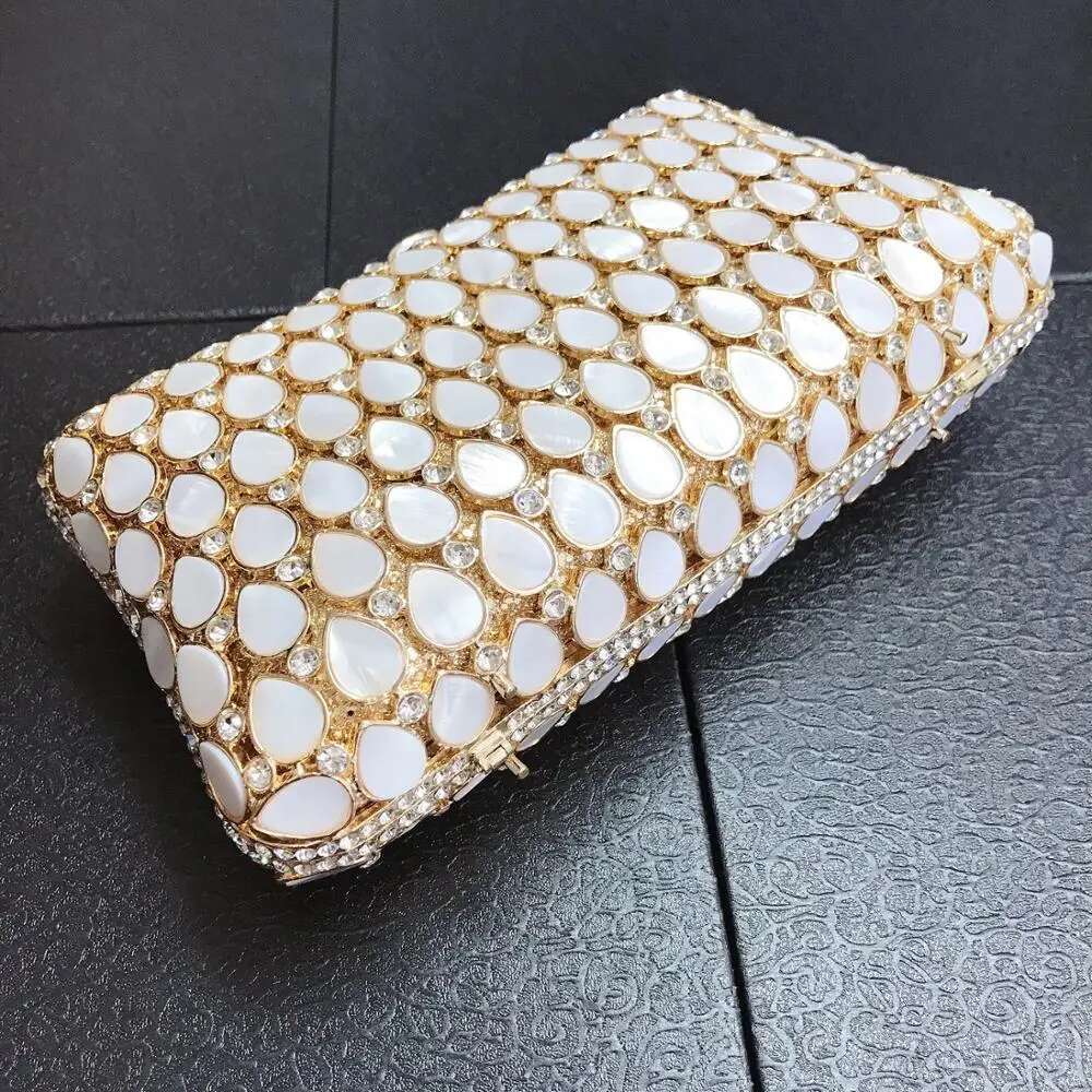 Women Evening Clutch Bag Bridal Wedding Elegant Party Handmade Clutch Purse Womens Handbags Purses Hollow Out Metallic