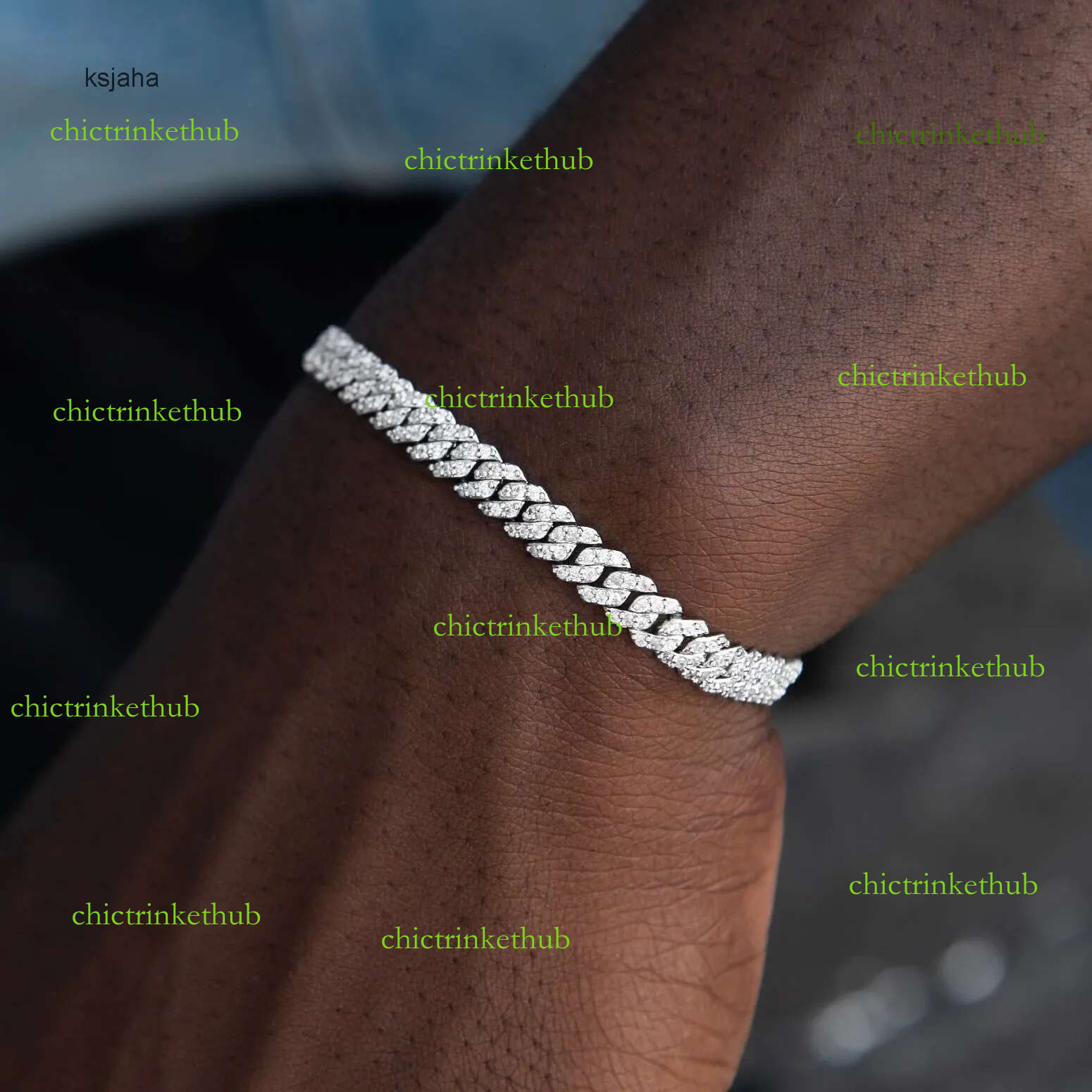6mm White Gold Sterg Sier VVS Moissanite Dia Cuban k Chain Bracelet Iced Out Mossanite Jewelry For Men Women
