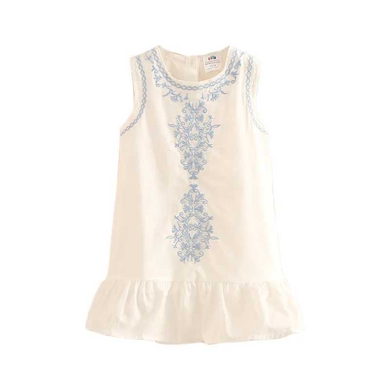2024 Hot Summer 2 3 4 6 8 10 Year Short Lace Embroidery Lace Cotton Edge Tank Sleeveless Childrens Girls Dress W250326