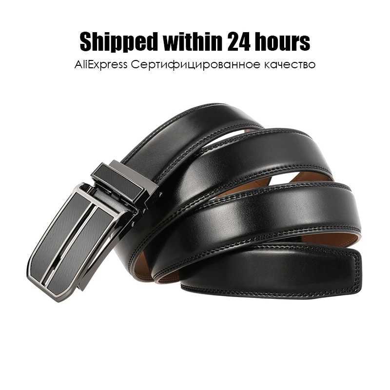 High quality mens leather belt 3cm thin belt alloy automatic buckle Trouser belt 130cm brown Girdles W250326