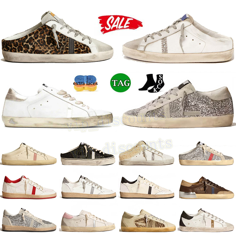 luxury loafers womens super-stars low star shoes sabot slippers classic glitter silver golden dirty chaussures luxe mens trainers stars ball vintage skate sneakers