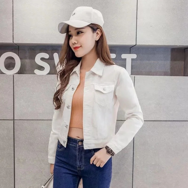 Womens Denim Jacket SpringSummer 2024 Casual Short Korean Edition Solid Color 250318