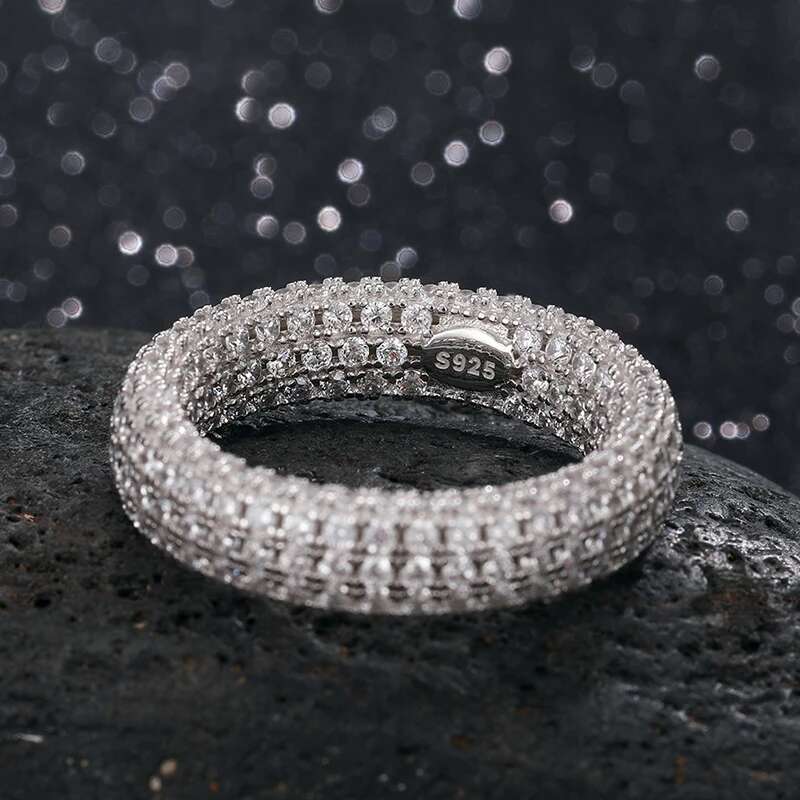 Top Quality Full Diamond Moissanite Rings For Mens Hip Hop Jewelry Sterling Silver 925 Bling Gold Pass Diamonds Test