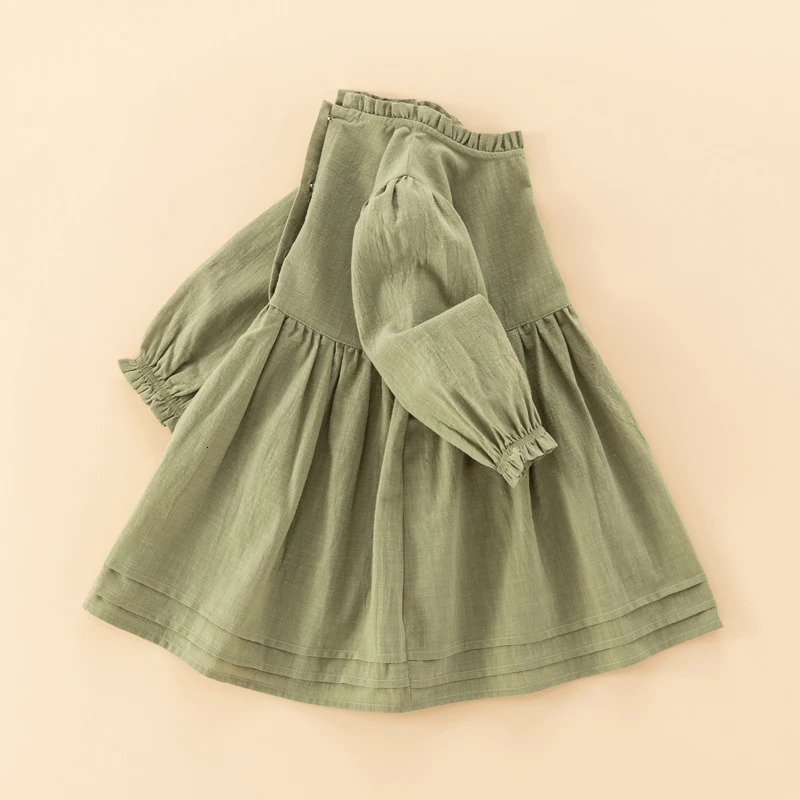 Baby girl dress toddler cotton linen girls dress child clothing comfy soft long sleeve pullover dress 250326