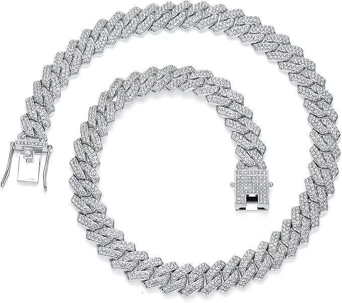Luxury Cuban Link Chain Moissanite Necklace 14k 18k Gold 925 Sterling Silver Fine Hip Hop Jewelry for Women and Men