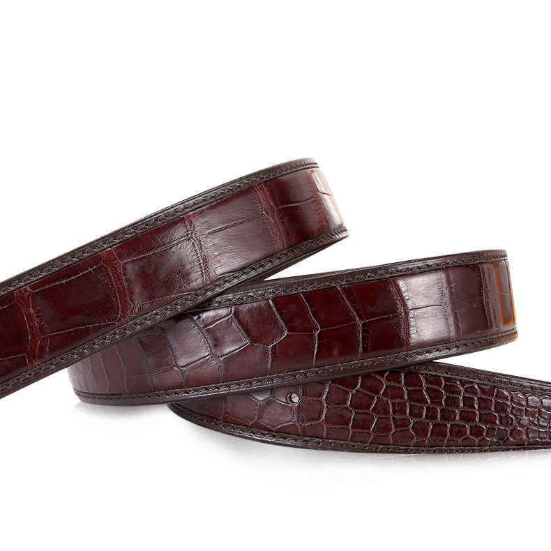 Belts Straight Thai Crocodile Belt Mens Business Leisure Belt Crocodile Belly without Splicing 3.4 Automatic Buckle S25326