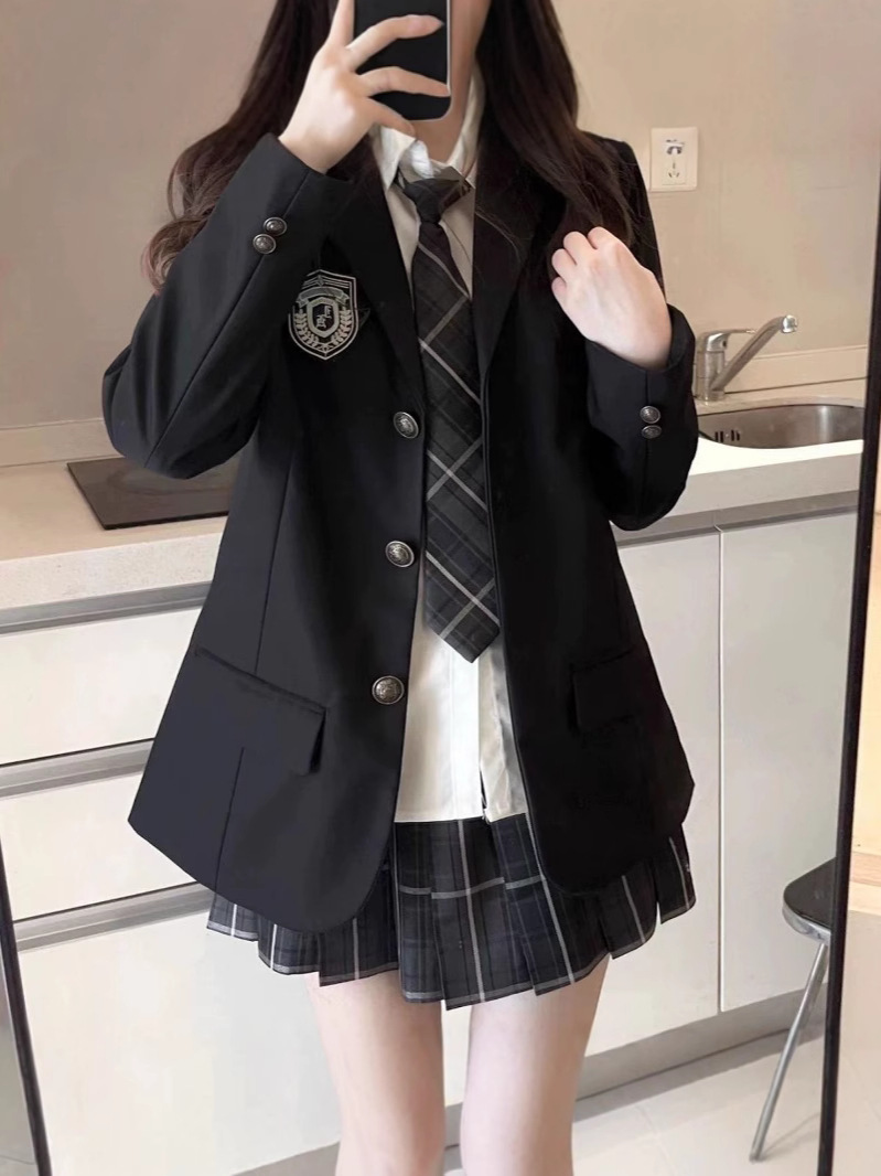 L325Charming Female JK Uniform Blazer for Students - Traditional Japanese Collegiate Style Fit for Spring & Fall Seasons