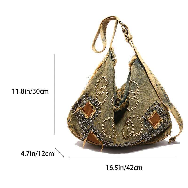 Women Fashion Travel Crossbody Casual Denim Bag New Trend Hobos High Quality Female Shoulder Messenger Totes Large Capacity