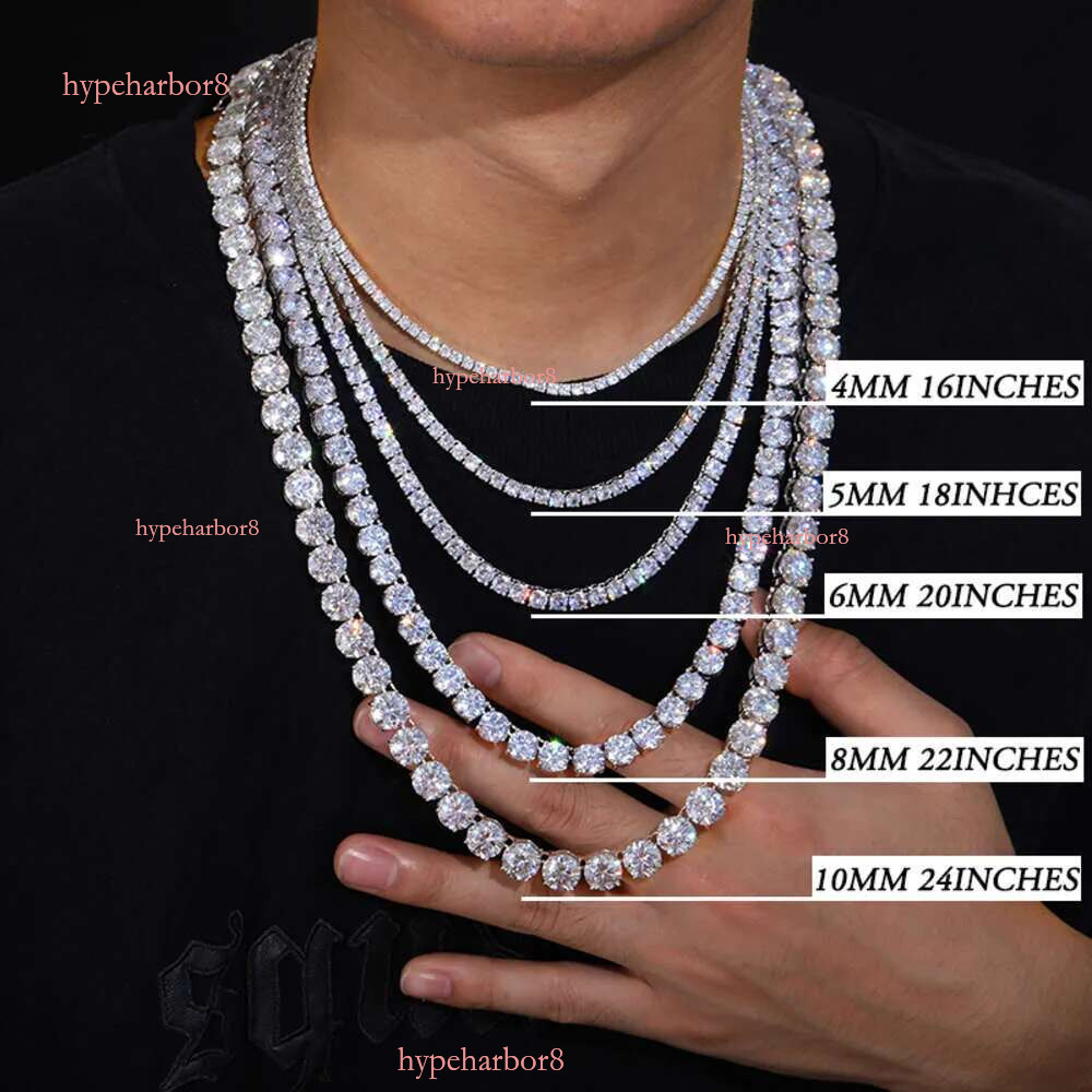 Fine jewelry necklaces Hip Hop Sterg Sier VVS moissanite dia Cluster Iced Out tennis chain bracelet necklace For Men Women