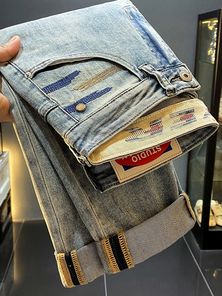 highend stretch Harun jeans suitable for mens fashion casual edition loose and comfortable basic slim fit small leg pants 250326
