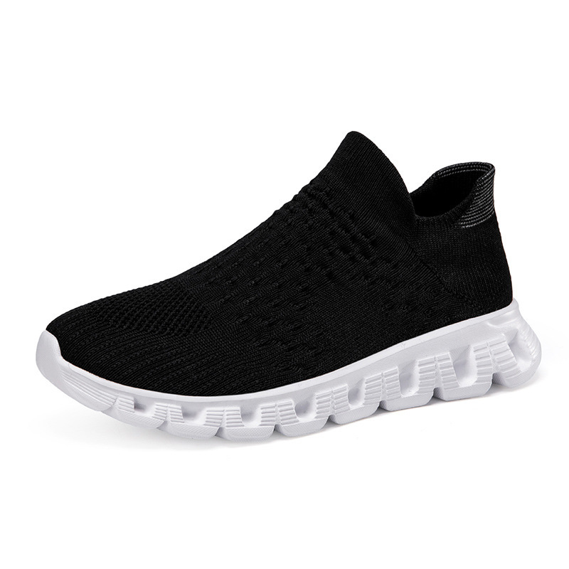 designer shoes 2025 new Men's shoes summer style breathable mesh upper casual knitted sock shoes for men slip-on style thick sole soft sole runni