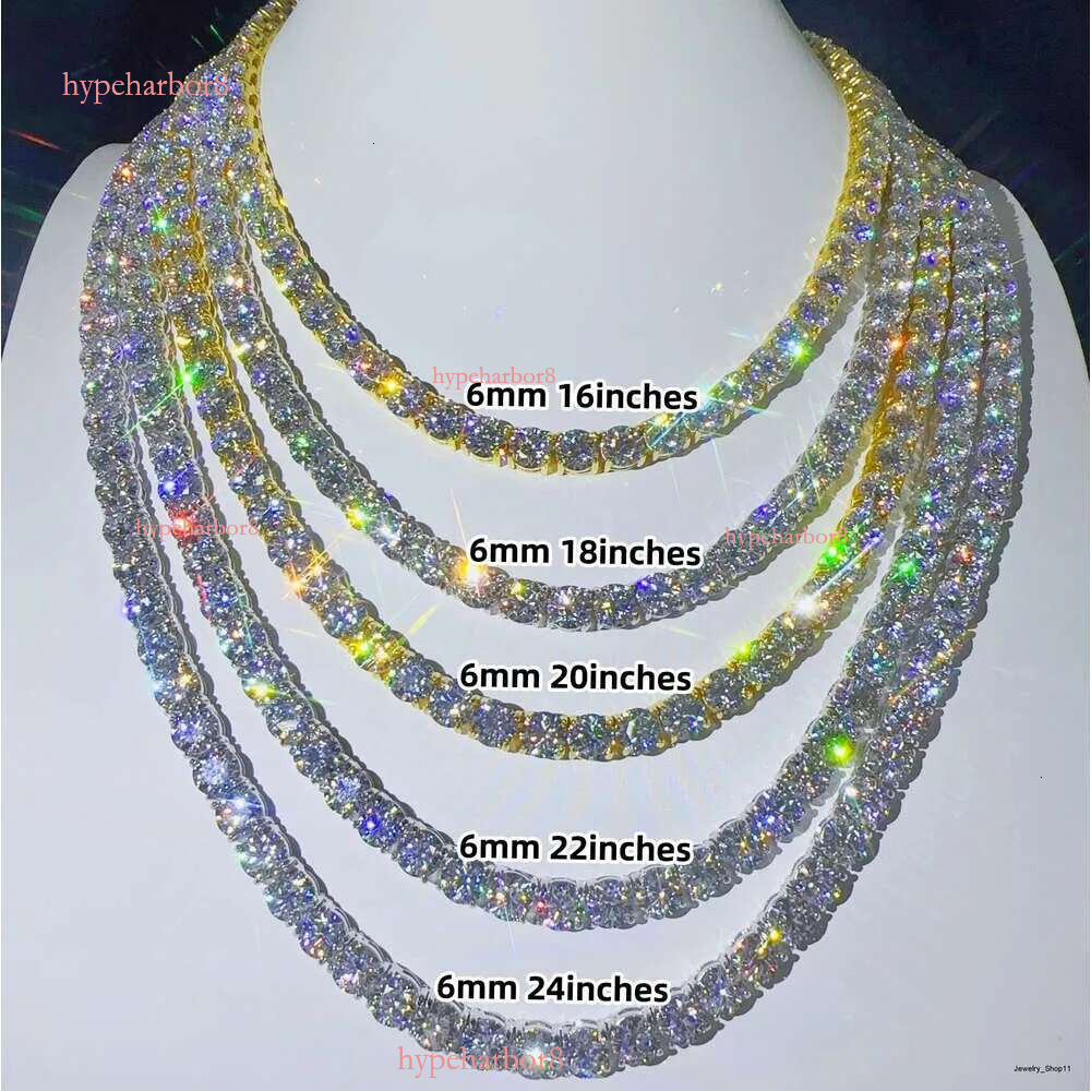 Hip hop Jewelry 6.5mm Sier VVS Dia necklace chain Fashion Iced out Moissanite Tennis Chain