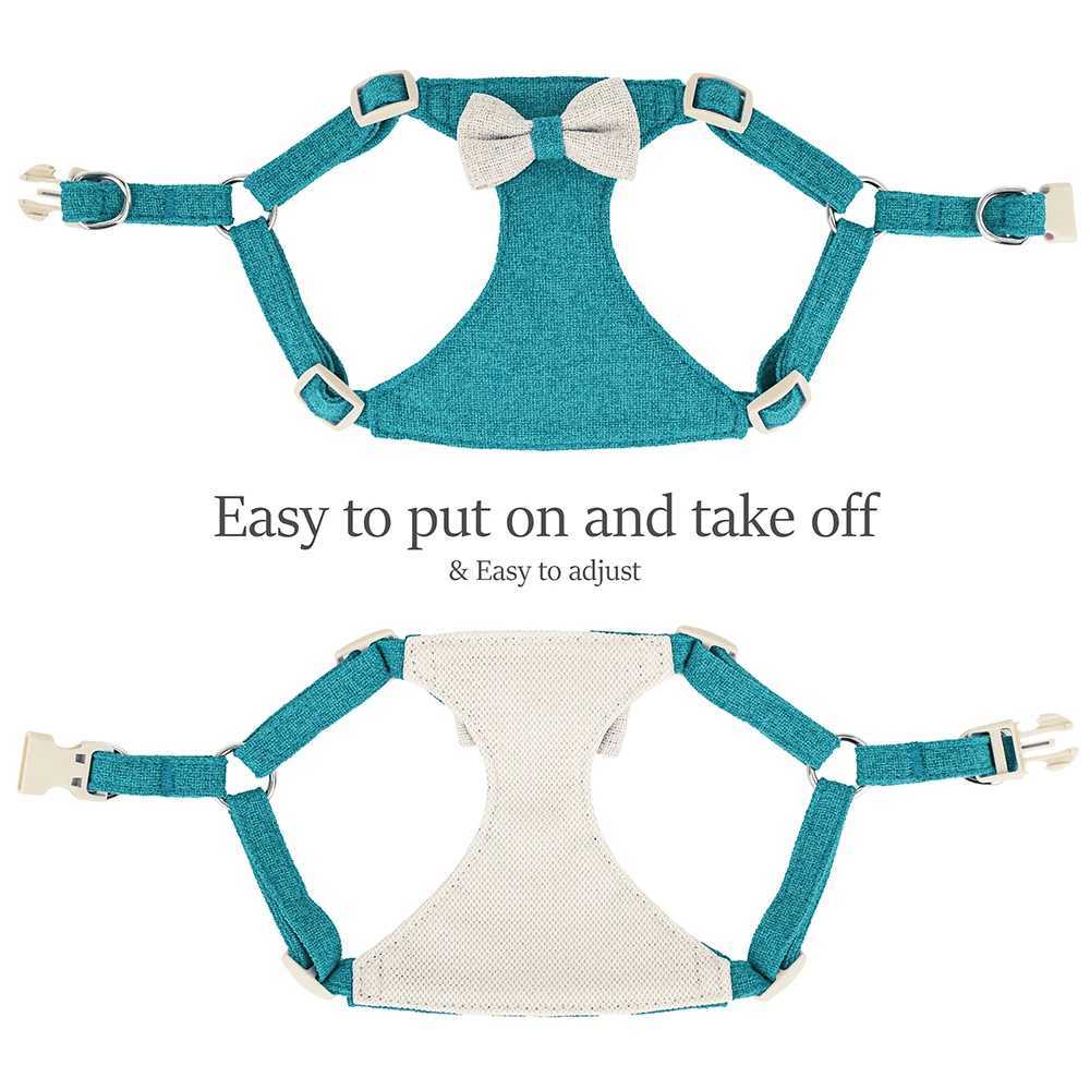 Nylon dog collar seat belt cute bow small dog collar adjustable pet collar vest with lead suitable for small and medium-sized dogs X250326