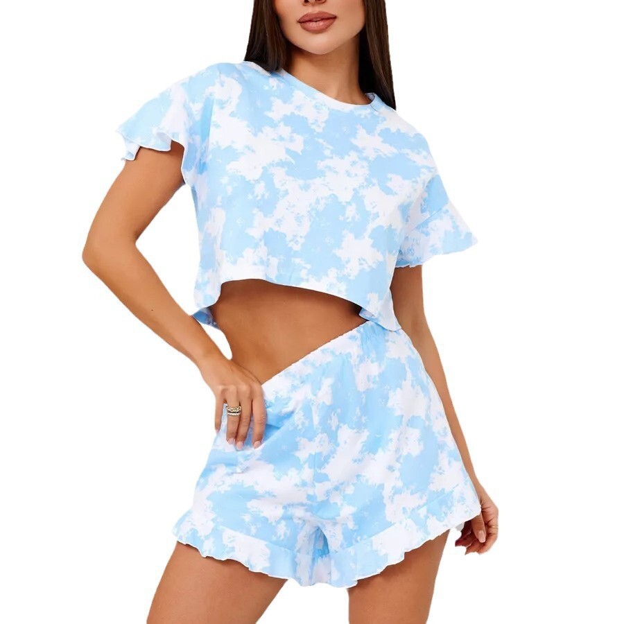 Spring and summer new hot list printed shorts, short sleeves for outerwear, home wear, women's pajamas