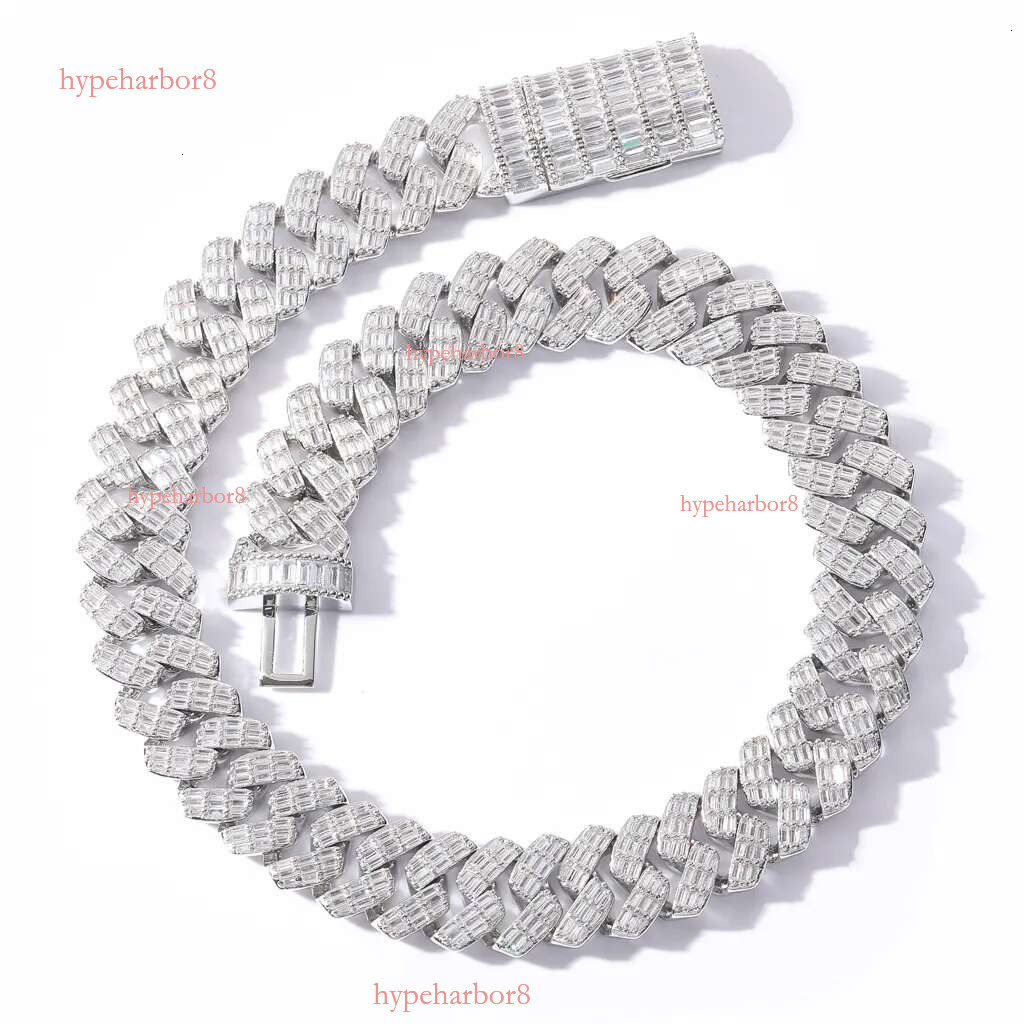 moissanite iced out cuban k chain Hip Hop Fine Jewelry Baguette Dia Men Necklace Sterg Sier Fully Vvs Moissanite designer jewelry