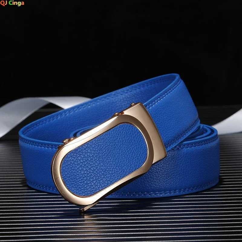Gemstone Blue Belt Mens Automatic Buckle Fashion Casual Cinturon Womens Belt Green White Black Brown Red W250326