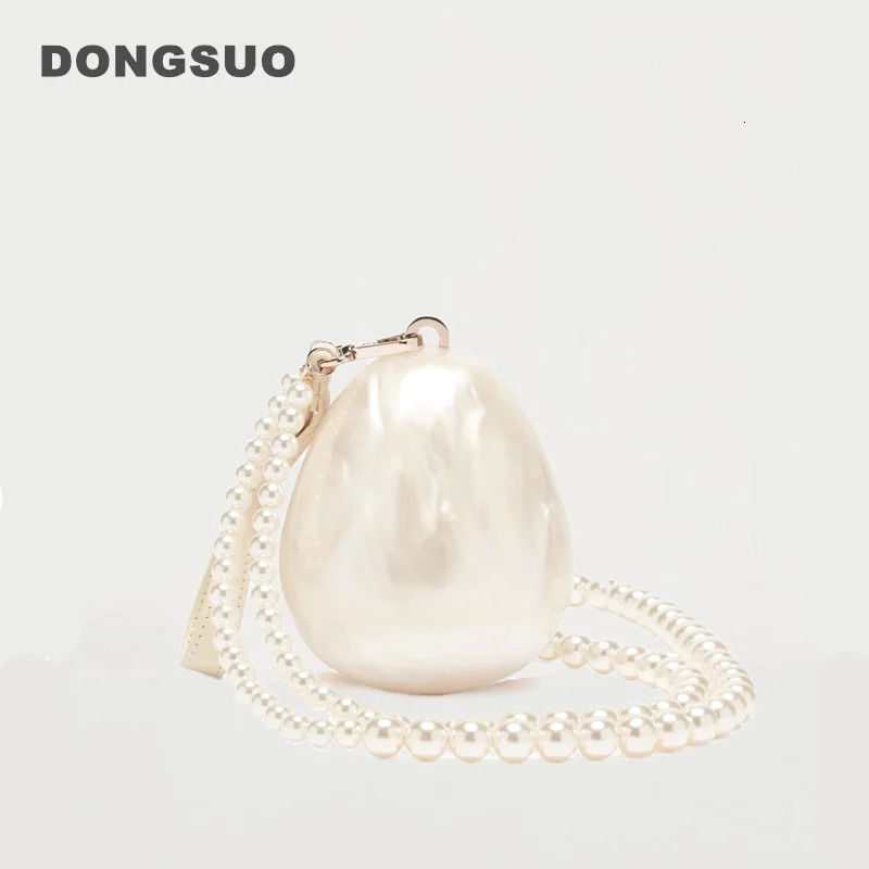 Women Acrylic egg bag cute pearl Evening Clutch Bag with beaded strap For Wedding Party purse And Handbag er 250320