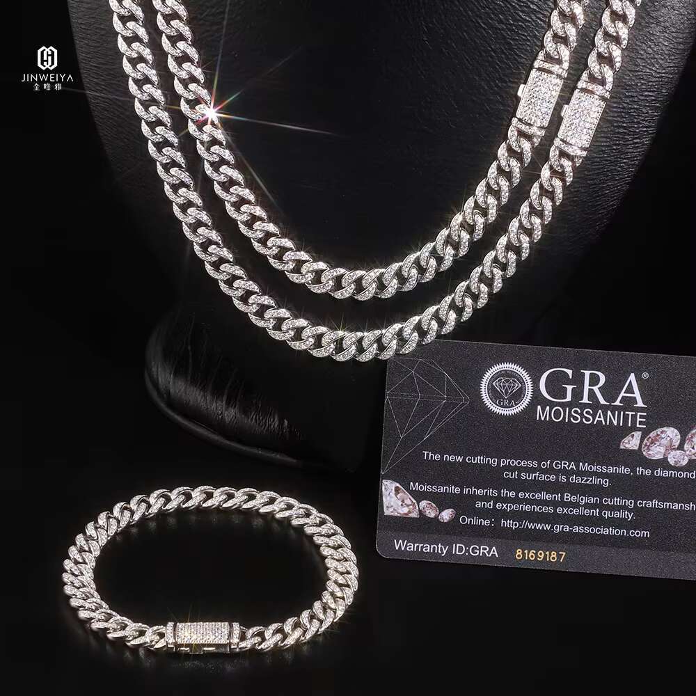 Mens S925 Sterling Silver Cuban Necklace - Gold/Silver Plated with Moissanite Diamond-Tested Quality Customizable Chain