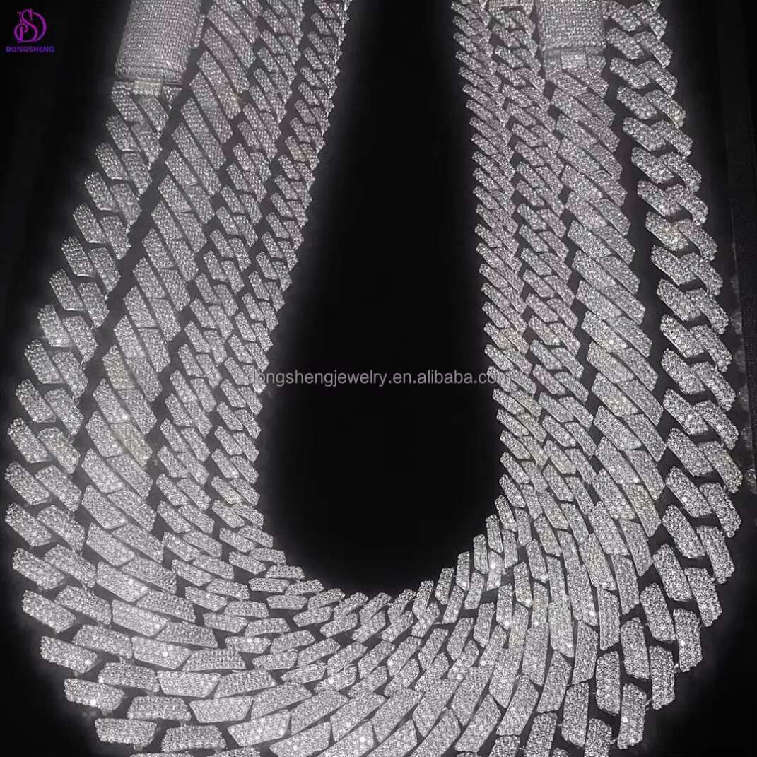 2023 Hot Selling Competitive Price Moissanite Real Miami Cuban Link Prong Chain Iced Hi