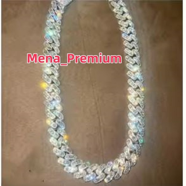Designer necklace 20MM Solid 925 Silver Hip Hop Cuban Link Chain 18K Gold Plated with Studded VVS1 Moissanite Diamond Passes Tester 16-30 Inches