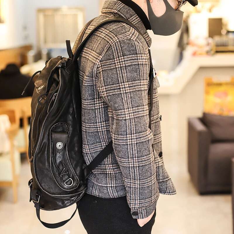 Men's Women Backpack Zipper Retro Old Leather Shoulder School Bag Fashion Dark Wind Soft Youth Black Travel Backpacks