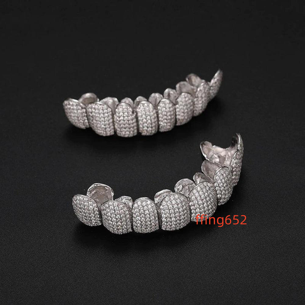 Custom Hip Hop 925 Sterling Silver Gold Plated Men Teeth Iced Out Moissanite Teeth