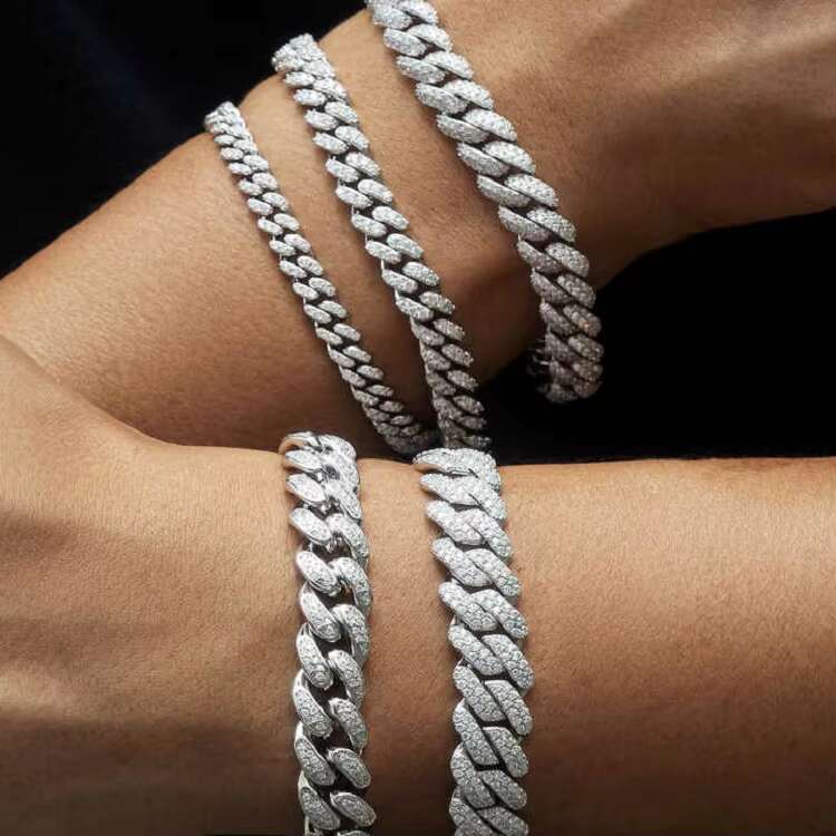 8Mm White Gold 925 Sterling Silver Gra Iced Out Mossanite Jewelry Vvs Moissanite Diamond Cuban Link Chain Moissanite for Women