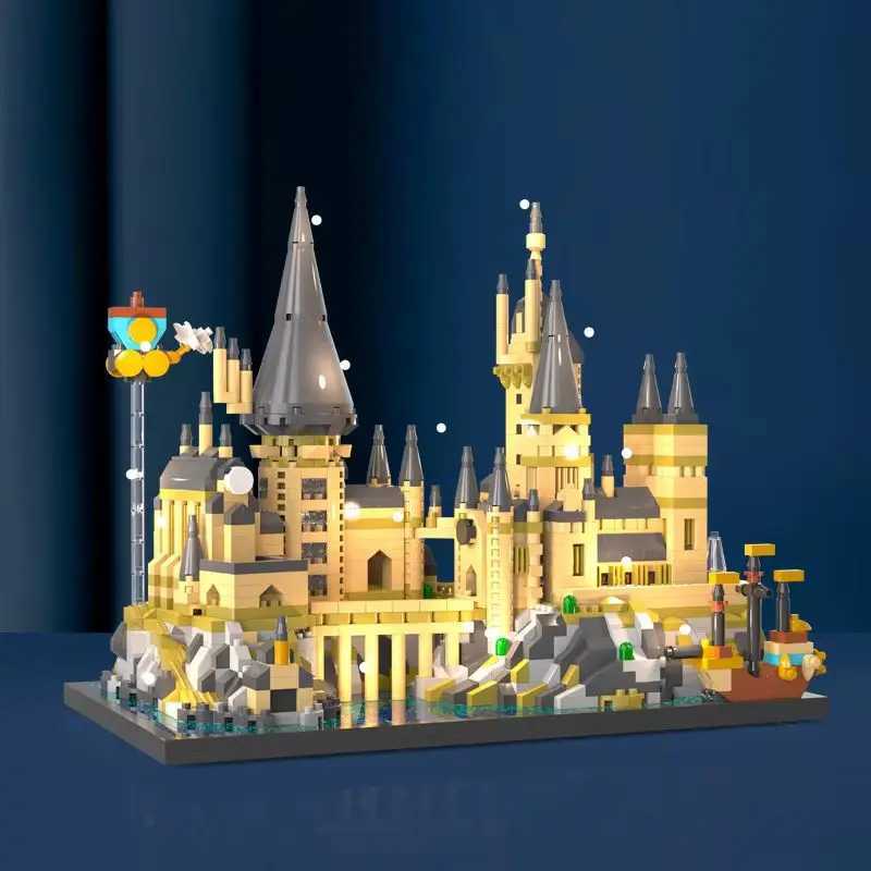 Micro M2050 Magic World Medieval Castle Moc Building Brick Model Assembly Hogwarts Blocks CHIldrens Gift ToysXJ250326