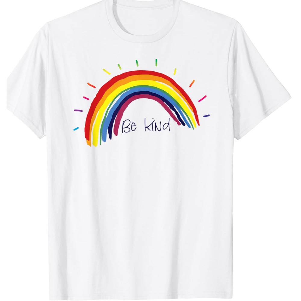 T shirt for Mens Kindness Rainbow Positive Message - Be Kind Graphic Tee Casual Tops Clothes Short sleeve